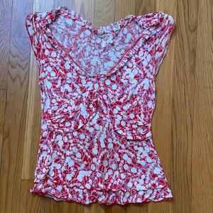 Red floral top